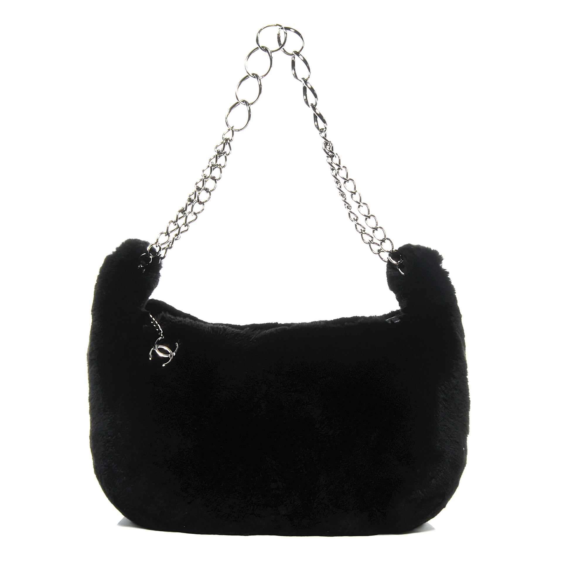 Chanel Rabbit Fur Hobo Black 1 of 7