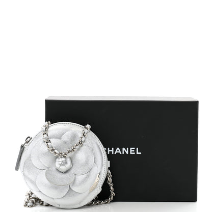 Chanel Metallic Lambskin Mini Camellia Bouquet Clutch With Chain Silver 11 of 11