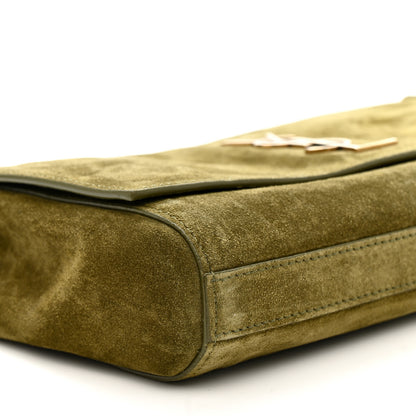 Saint Laurent Smooth Calfskin Suede Small Reversible Monogram Kate Satchel Loden Green 9 of 11