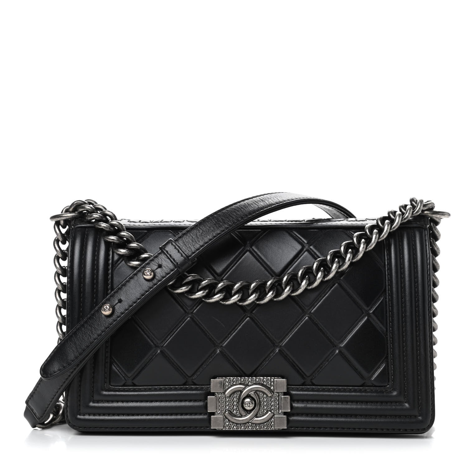 Chanel Calfskin Embossed Medium Paris Salzburg Boy Flap Black 1 of 5