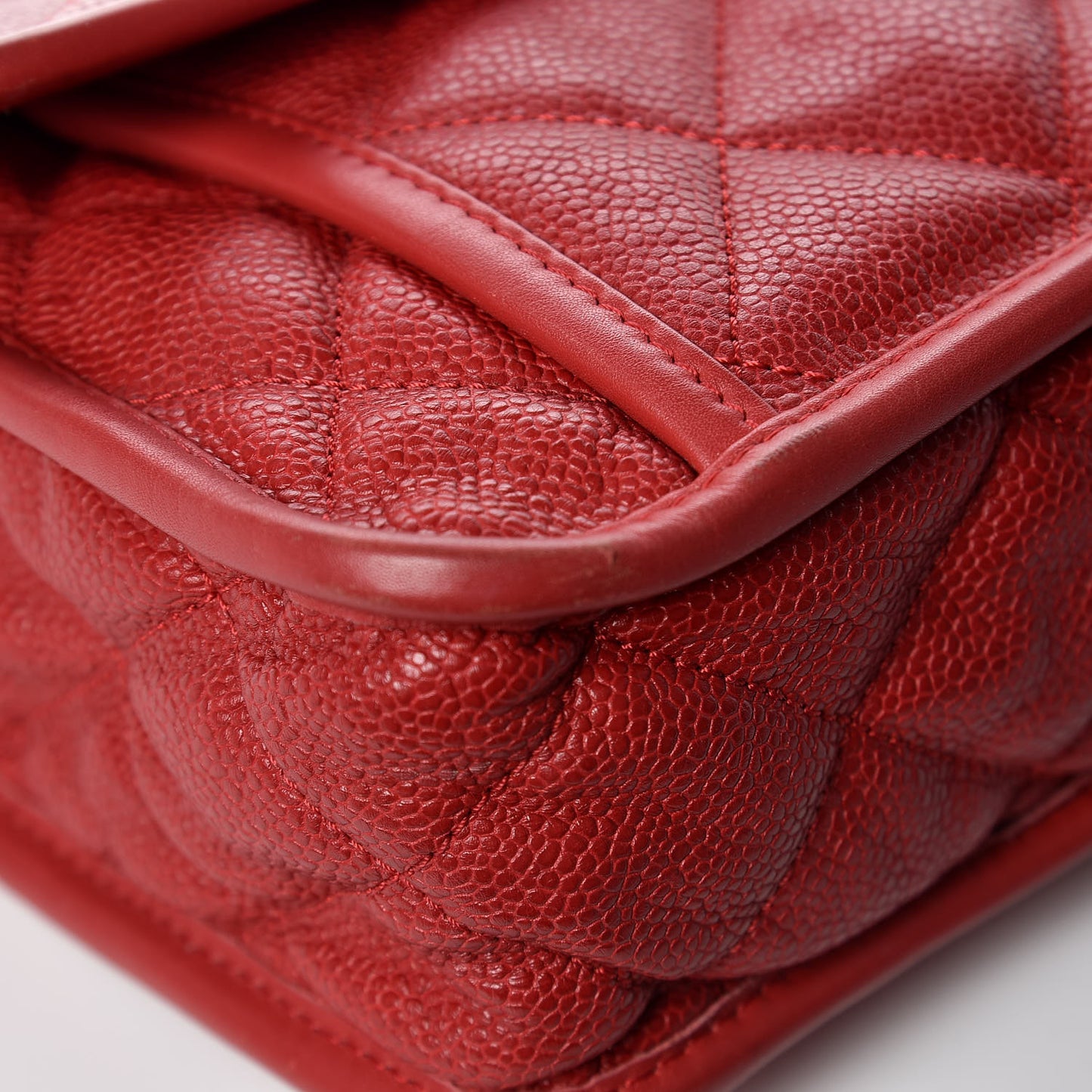 Caviar Quilted Large French Riviera Flap Red