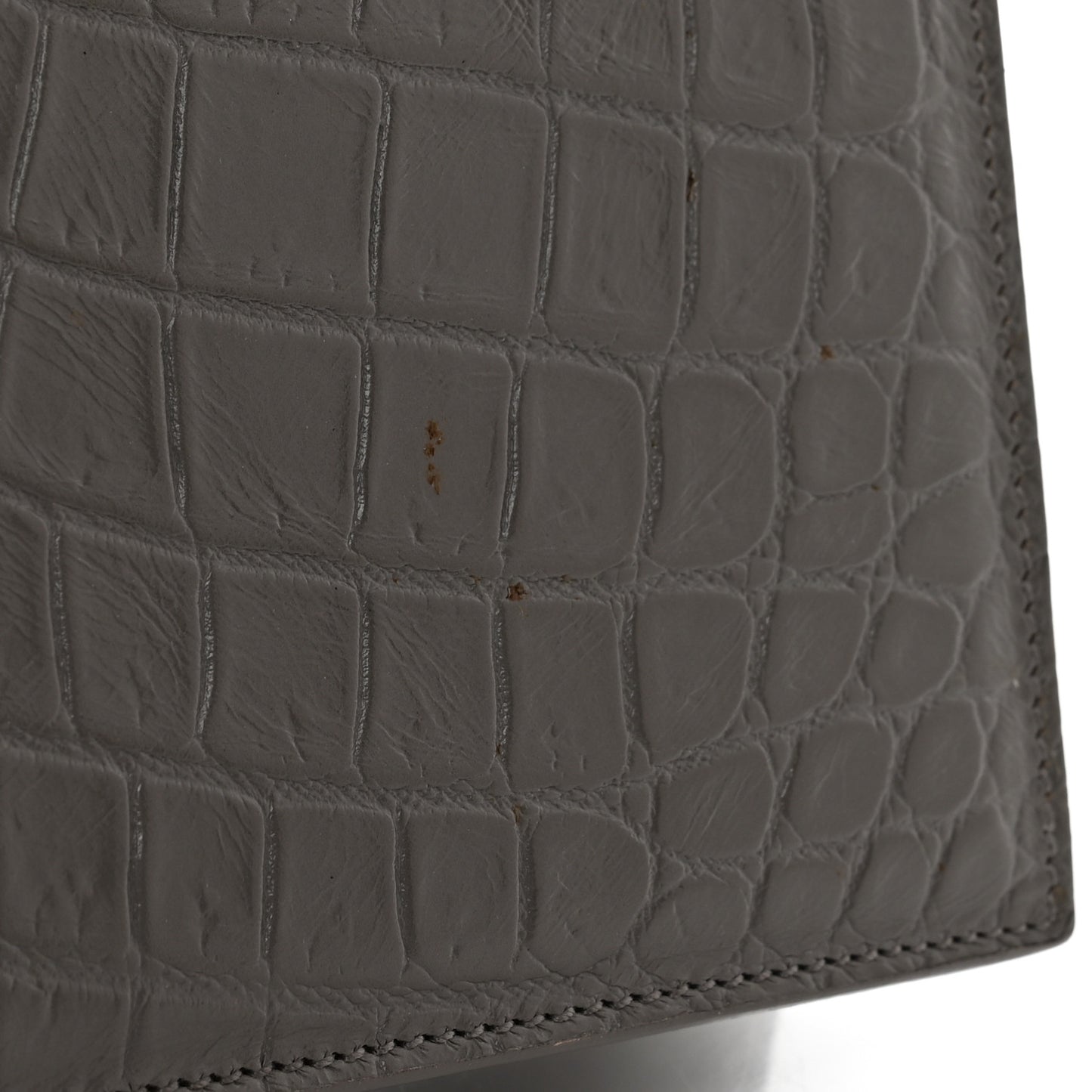 Croc Embossed Calfskin Classic Kate Monogram Clutch Fog