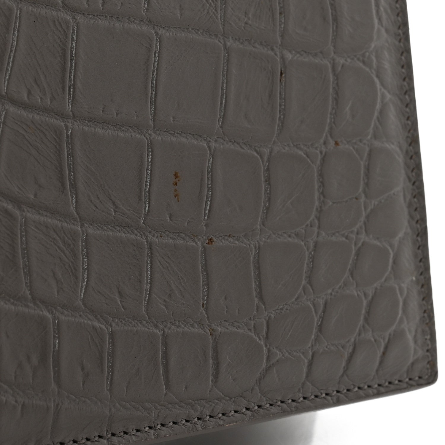 Saint Laurent Croc Embossed Calfskin Classic Kate Monogram Clutch Fog 8 of 8
