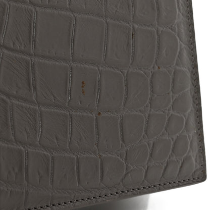 Saint Laurent Croc Embossed Calfskin Classic Kate Monogram Clutch Fog 8 of 8