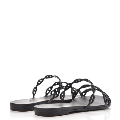 Hermes Rubber Chaine d'Ancre Rivage Sandals 38 Black 4 of 8