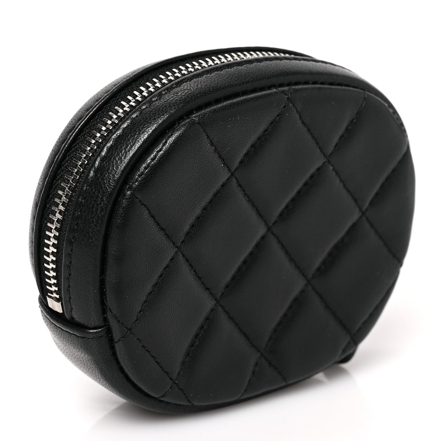 Lambskin Quilted Zip Around Classic Coin Purse Black