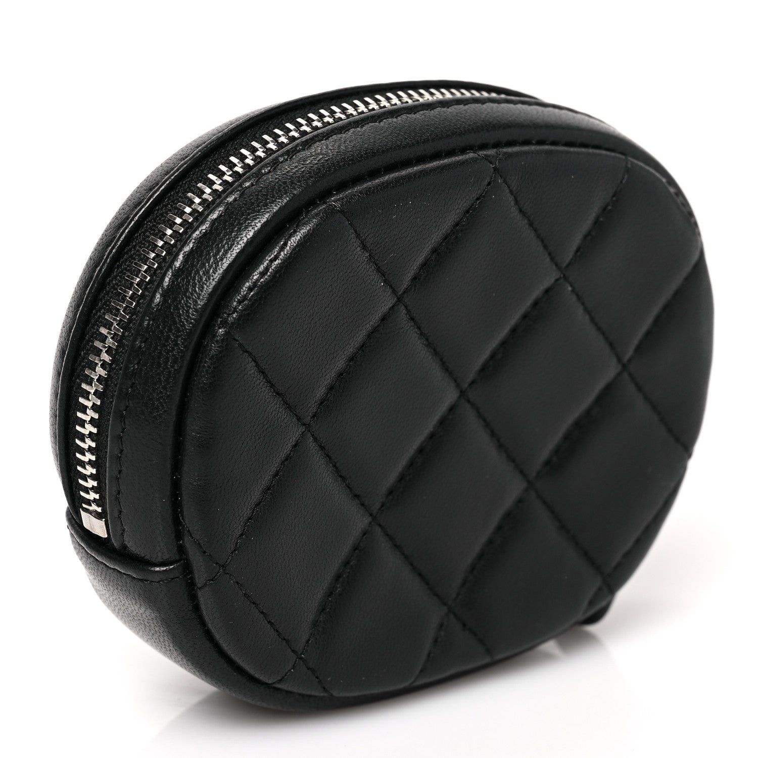 Chanel Lambskin Quilted Zip Around Classic Coin Purse Black 3 of 7