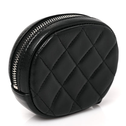 Chanel Lambskin Quilted Zip Around Classic Coin Purse Black 3 of 7