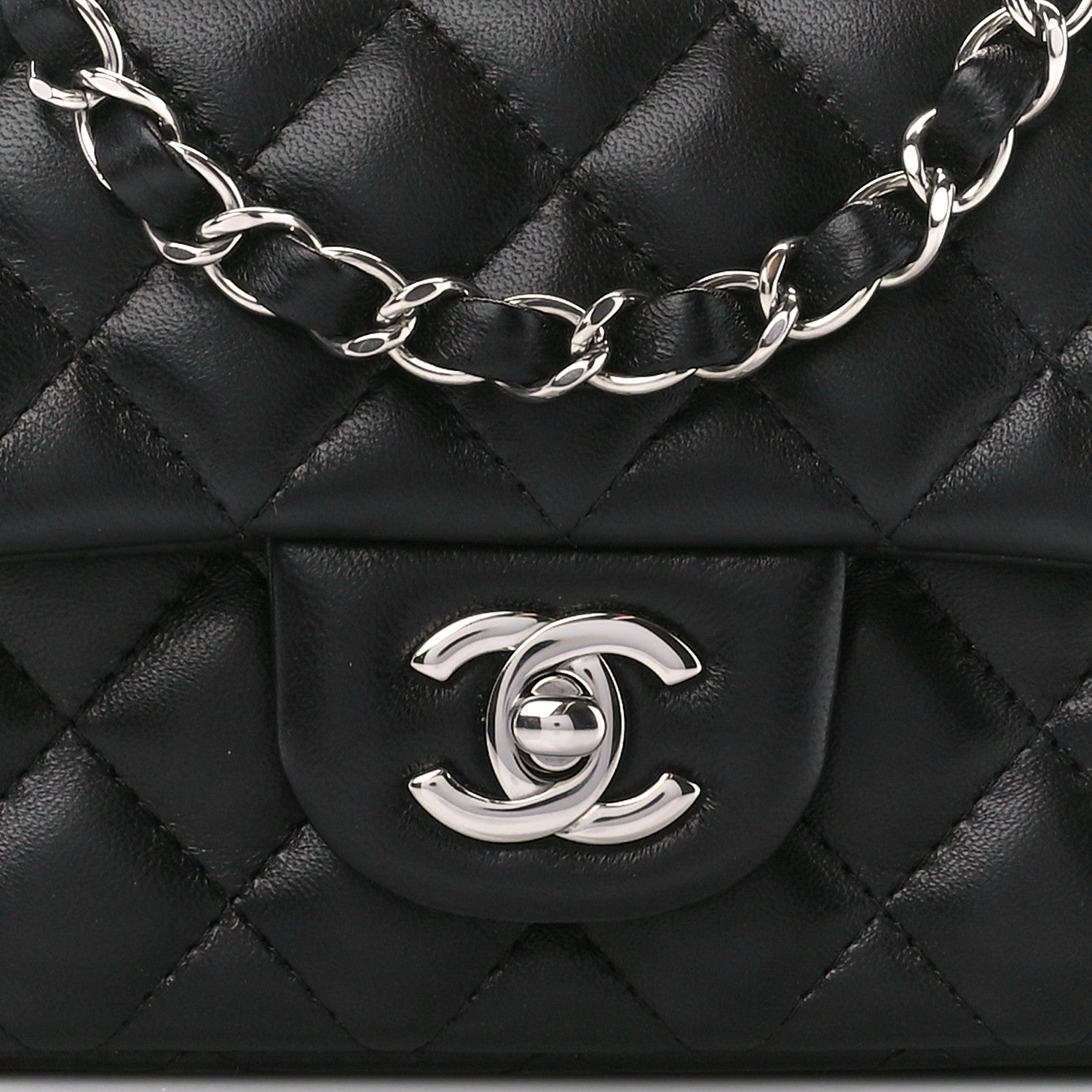 Chanel Lambskin Quilted Mini Rectangular Flap Black 9 of 12