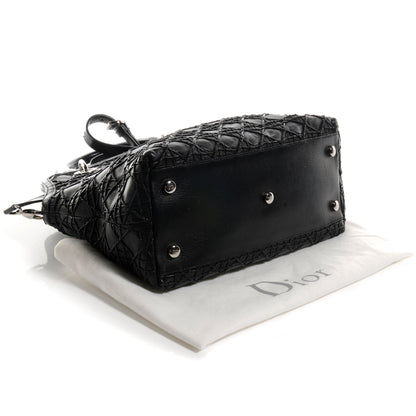 Christian Dior Lambskin Cannage Medium Granville Tote Black 4 of 8