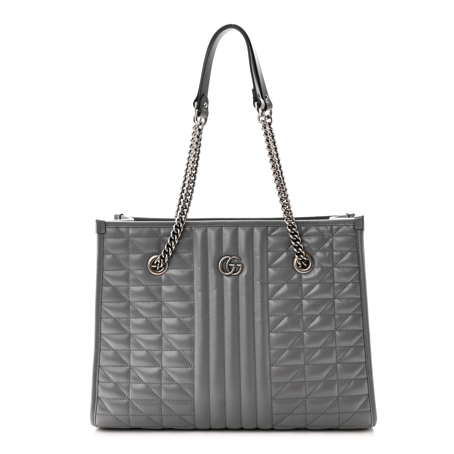 Gucci Calfskin Matelasse Aria Medium GG Marmont Shoulder Tote  Deep Grey 1 of 10
