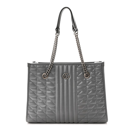 Gucci Calfskin Matelasse Aria Medium GG Marmont Shoulder Tote  Deep Grey 1 of 10
