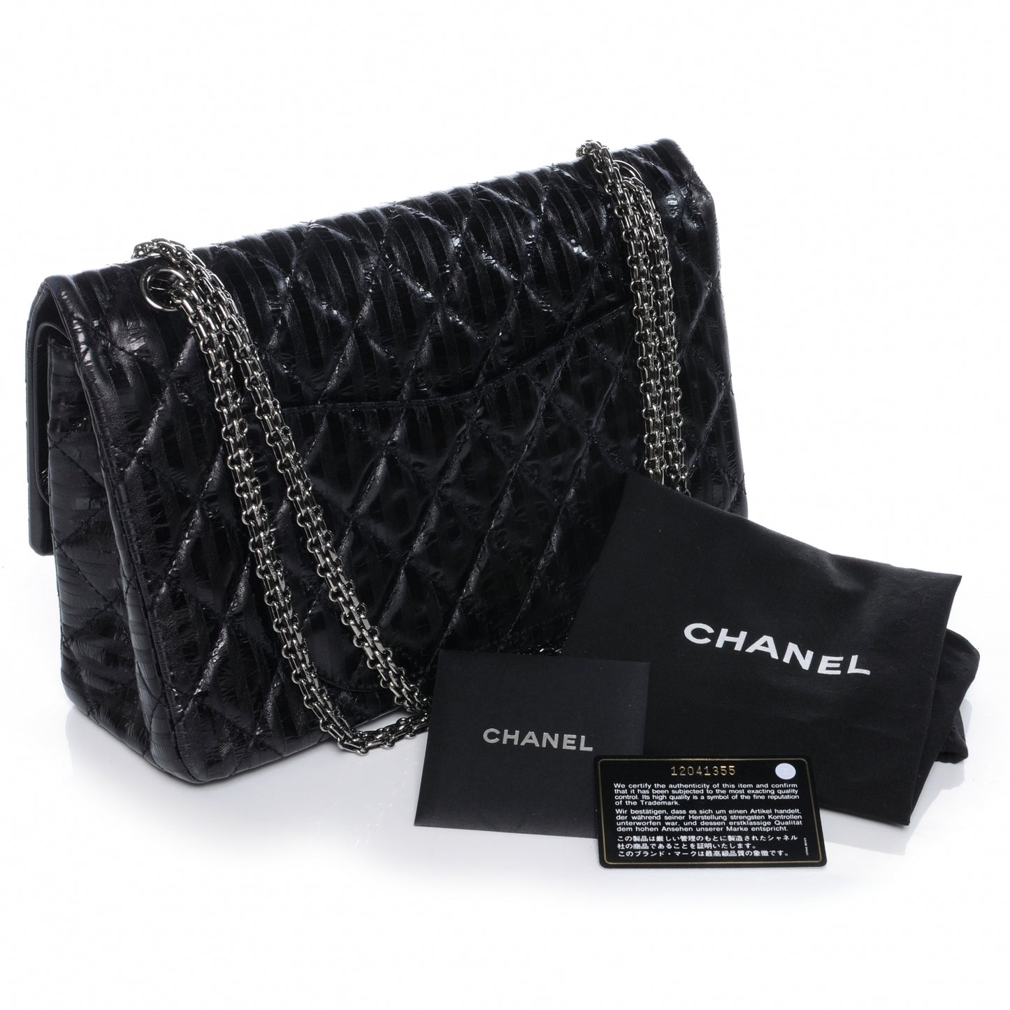 Quilted Leather 2.55 Reissue 227 Striped Black Flap