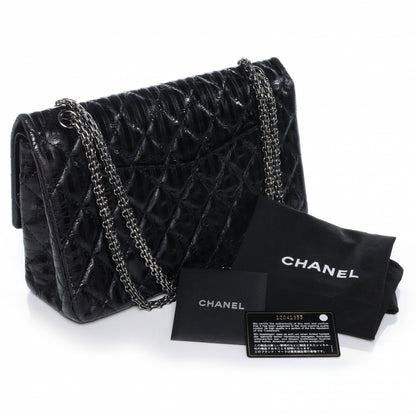 Chanel Quilted Leather 2.55 Reissue 227 Striped Black Flap 3 of 7