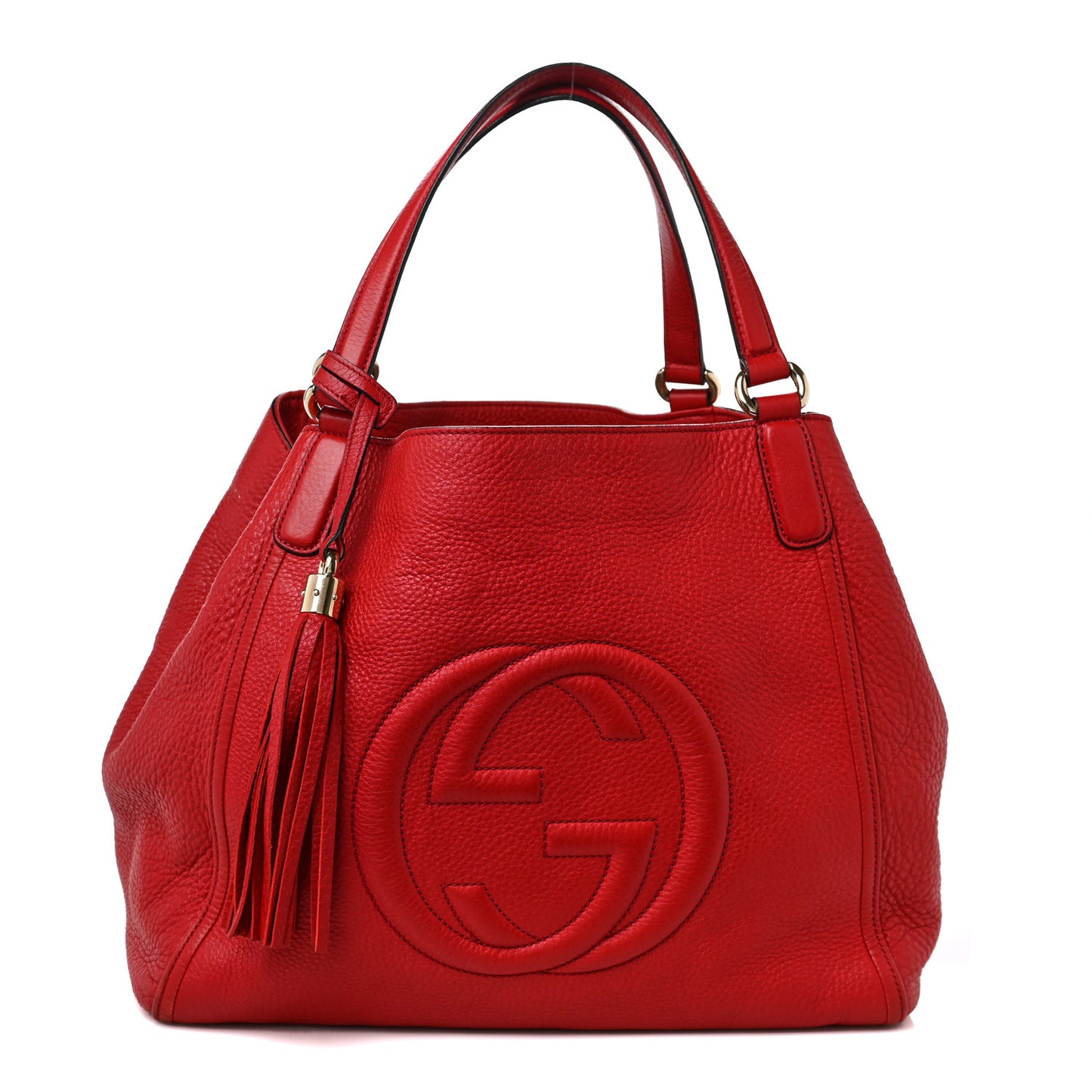 Pebbled Calfskin Medium Soho Shoulder Bag Red