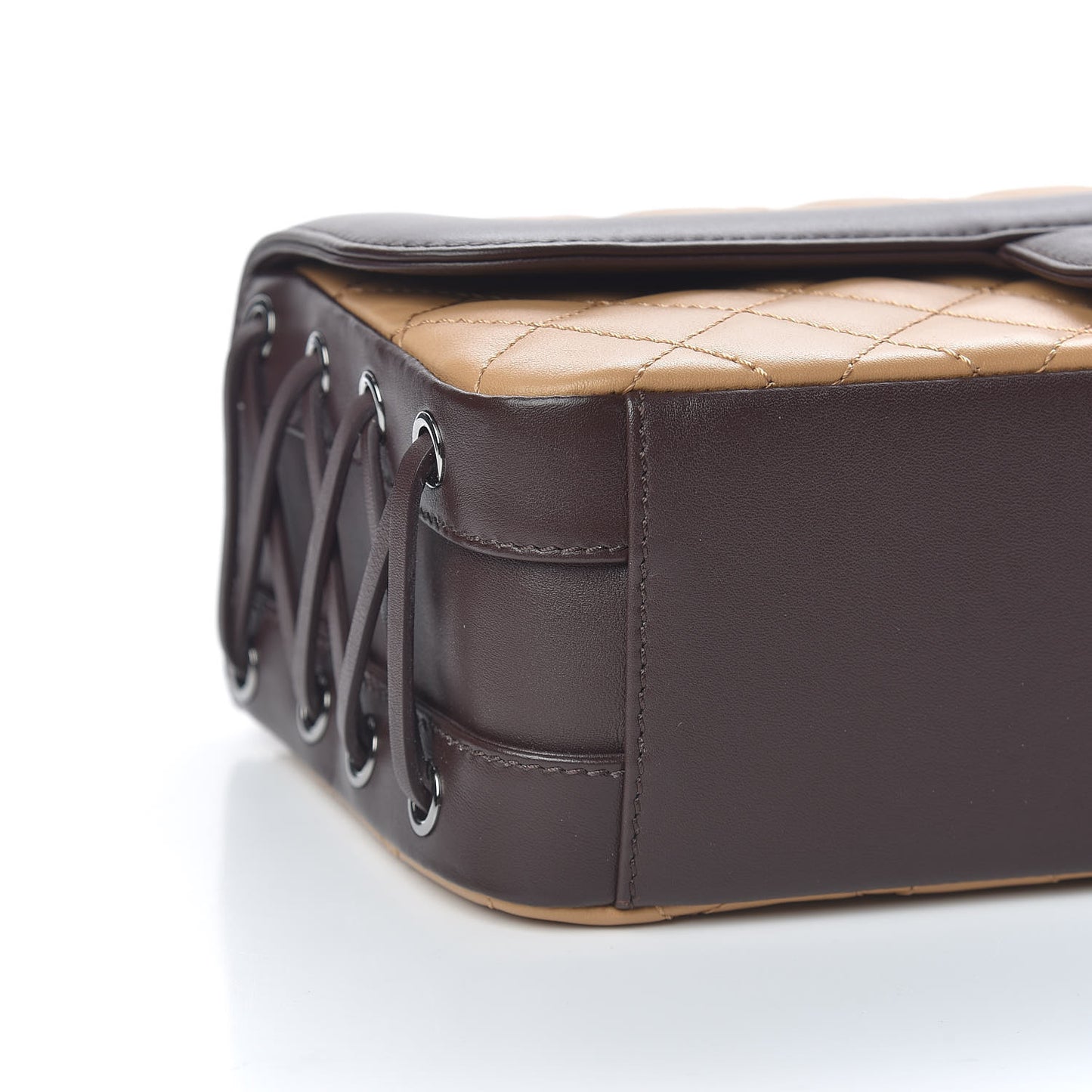 Calfskin Quilted Medium Coco Corset Flap Brown Beige