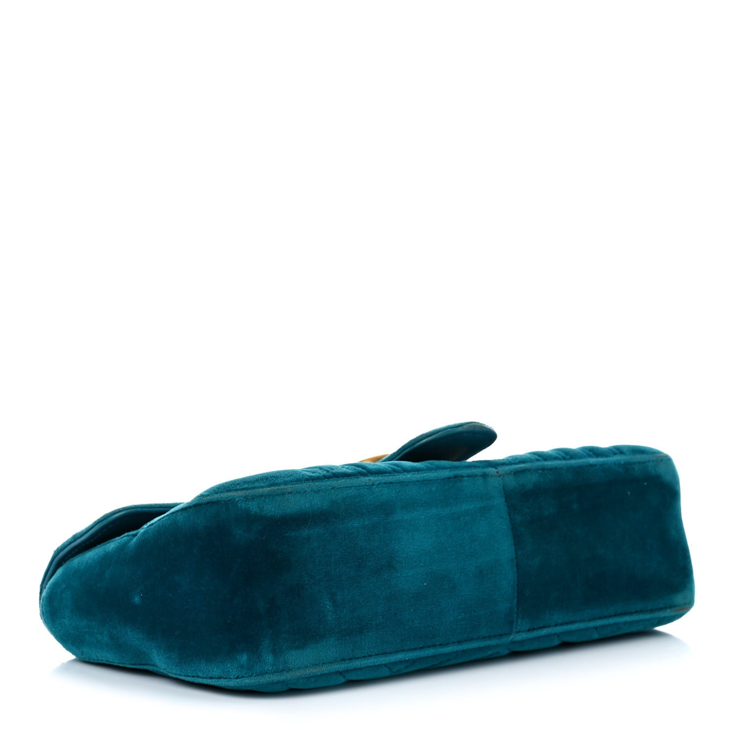 Gucci Velvet Matelasse Small GG Marmont Shoulder Bag Pavone Cyan 4 of 20