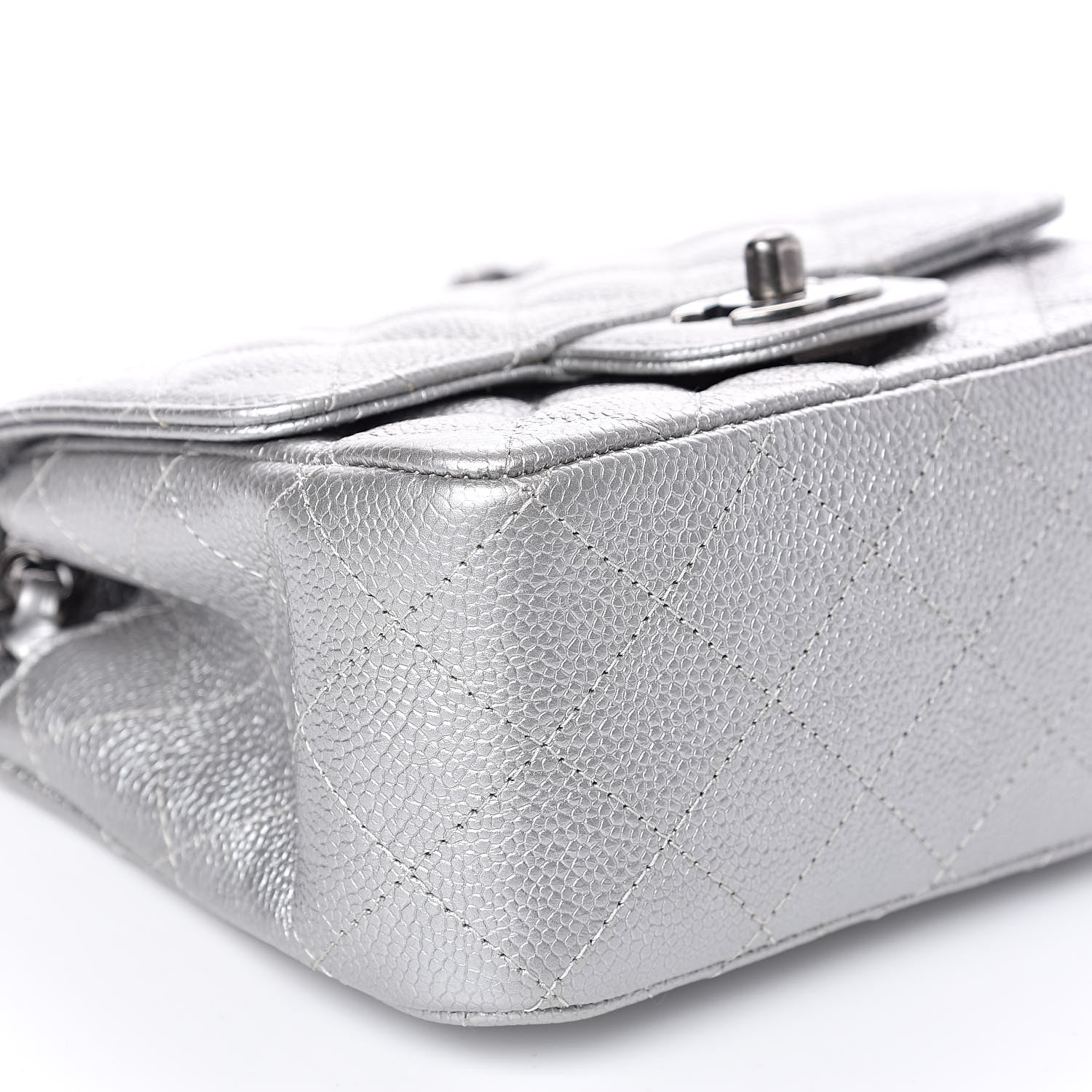 Chanel Metallic Caviar Quilted Mini Square Flap Silver 8 of 10