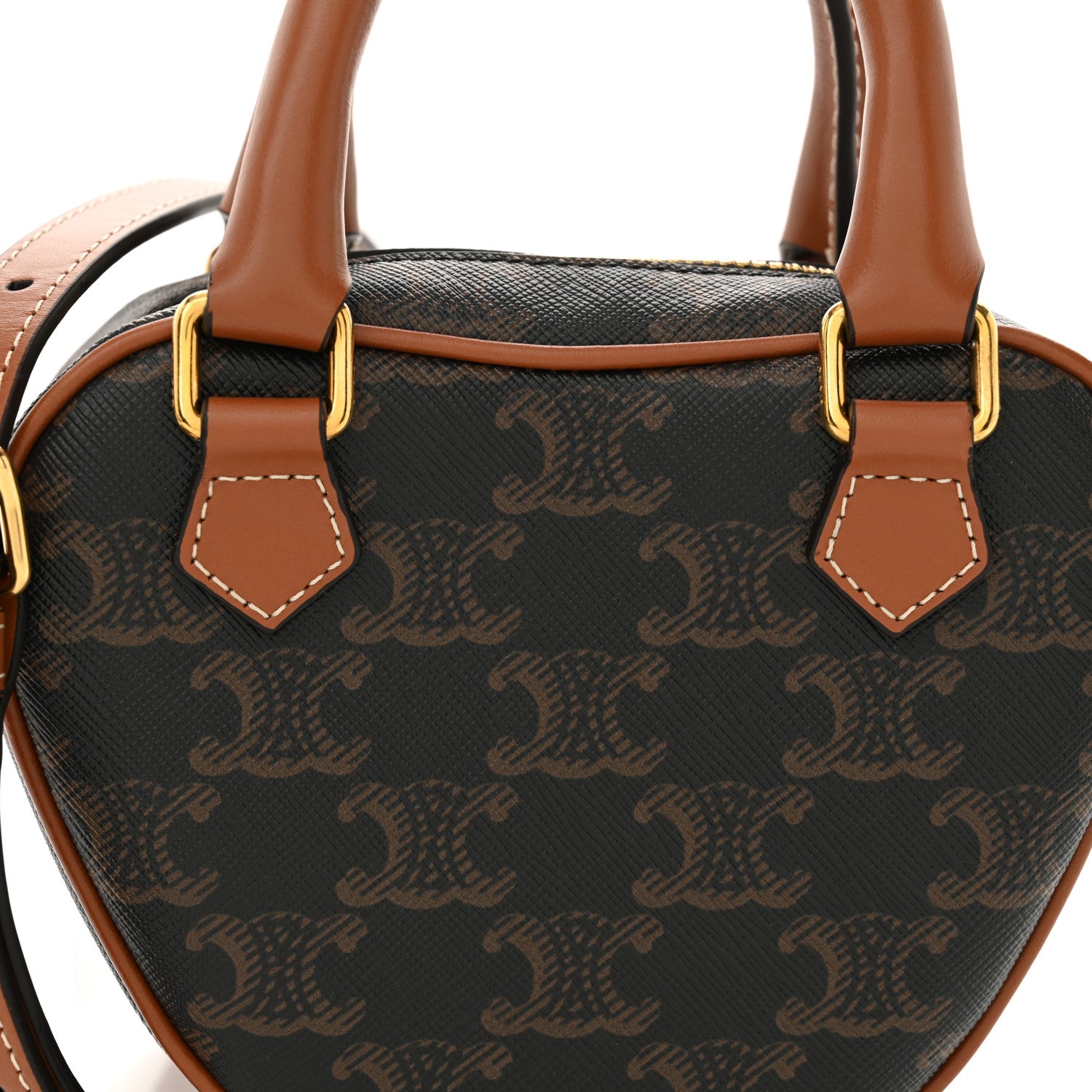 Celine Triomphe Canvas Calfskin Heart Bag Tan 8 of 11