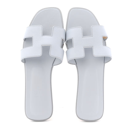 Hermes Epsom Oran Sandals 39 Bleu Glacier 2 of 11