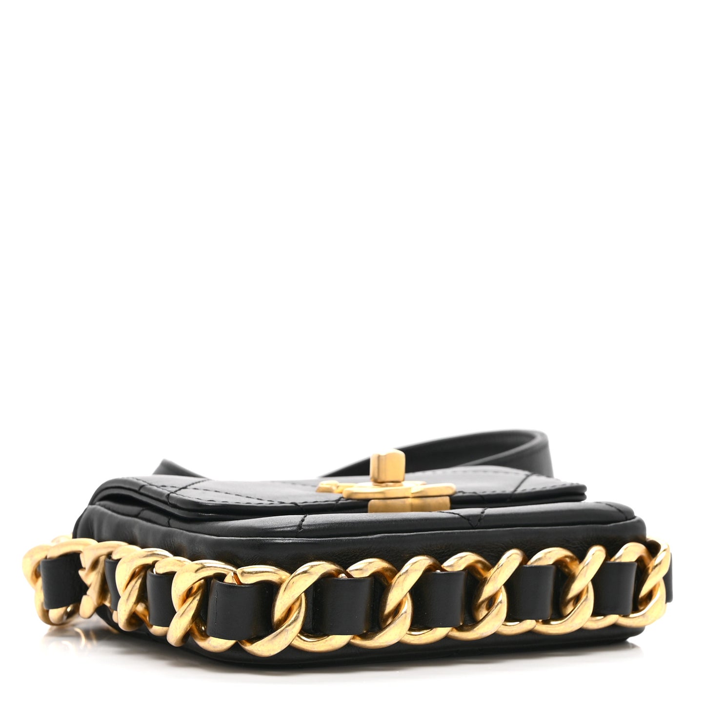 Calfskin Quilted Mini Framing Chain Bag Black