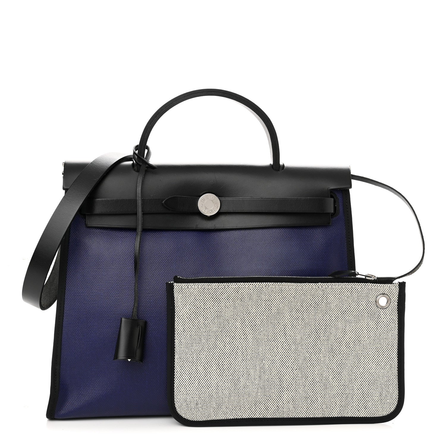 Hermes Toile H Berline Vache Hunter Herbag Zip PM 31 Bleu Encre Black 1 of 16