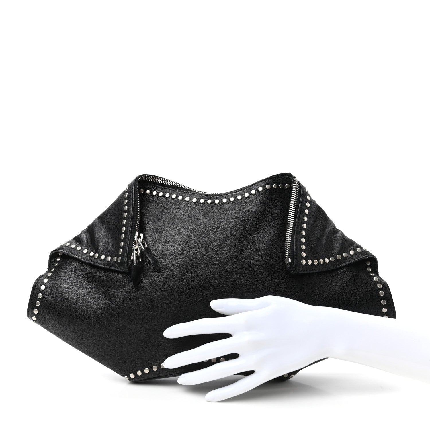 Alexander McQueen Calfskin Studded De Manta Clutch Black 2 of 9