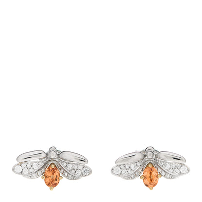 Tiffany Platinum 18K Yellow Gold Diamond Spessartine Paper Flowers Firefly Earrings 1 of 6