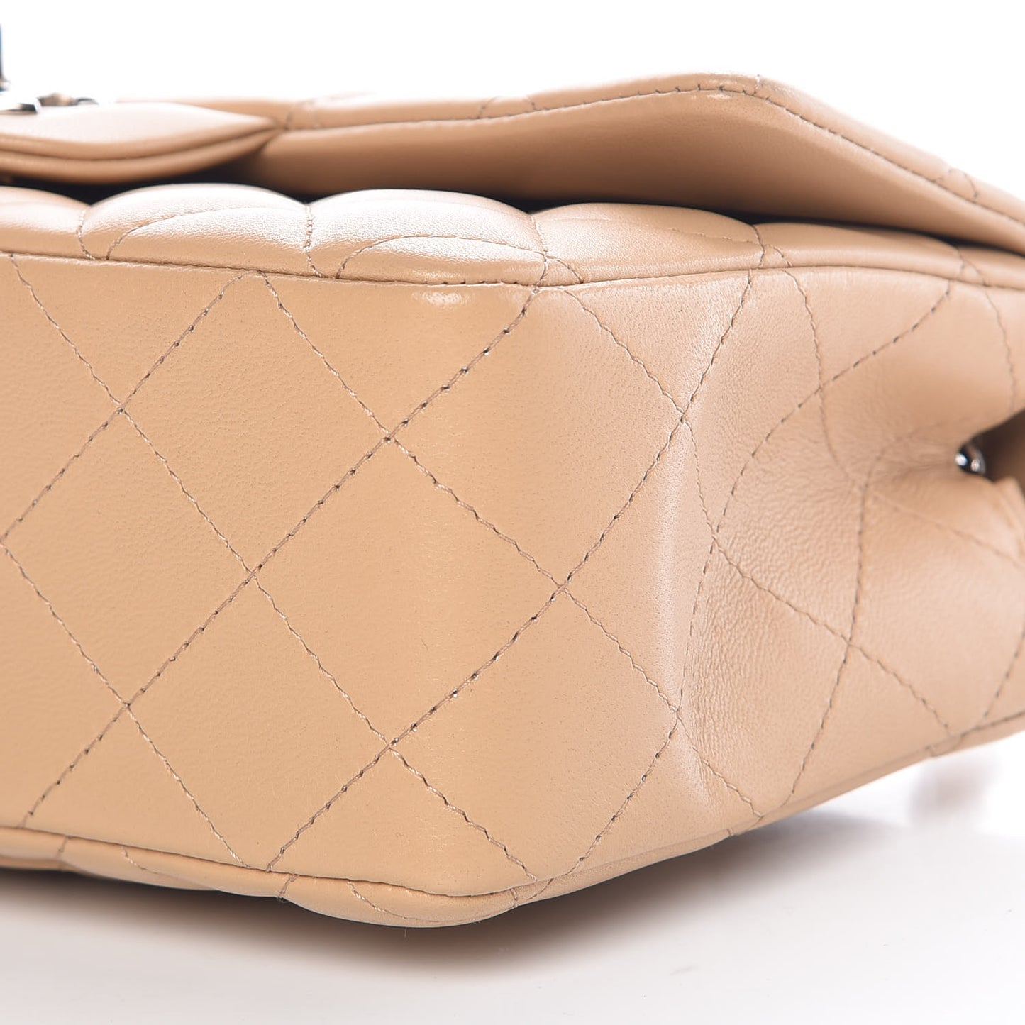 Lambskin Quilted Mini Rectangular Flap Beige