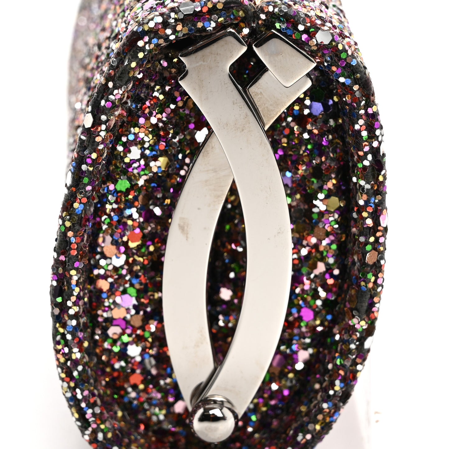 Coarse Glitter Kiss Lock Clutch Bubblegum Mix