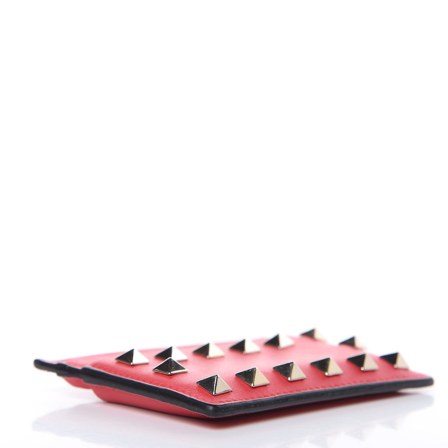 Valentino Garavani Vitello Rockstud Card Holder Deep Coral 4 of 10