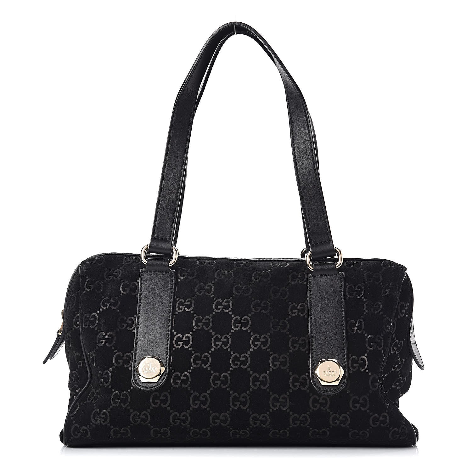 Gucci Guccissima Suede Charmy Boston Black 1 of 10
