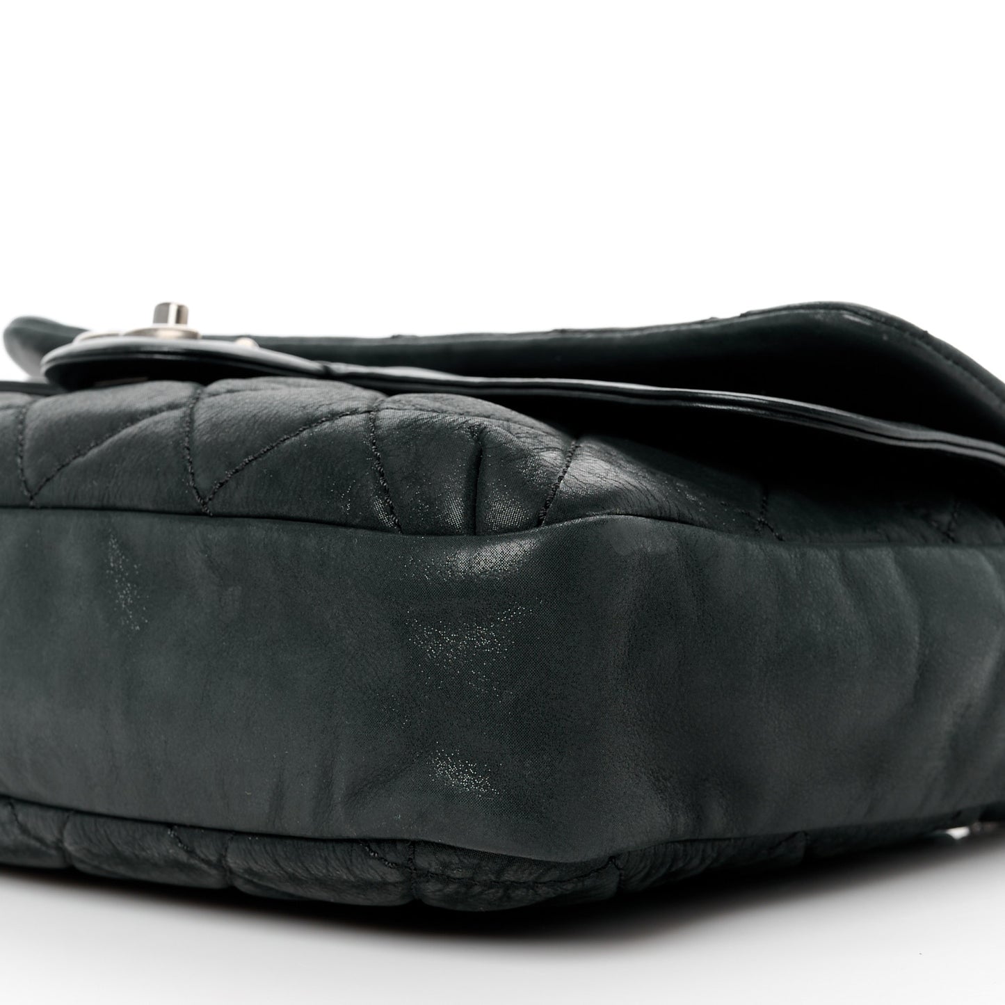 Iridescent Calfskin Jumbo In the Mix Double Flap Black