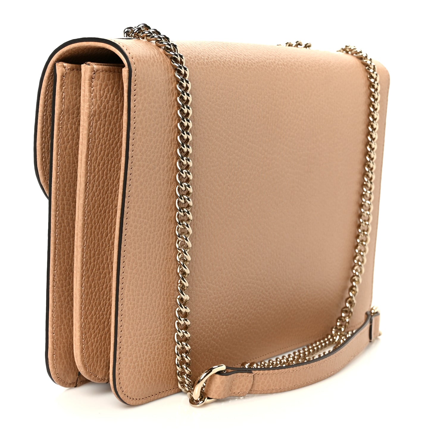 Dollar Calfskin Interlocking G Shoulder Bag Camelia