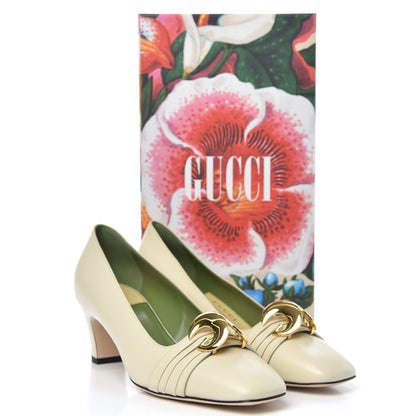 Gucci Malaga Kid Half Moon GG Square Toe Pumps 38.5 Vintage White 9 of 9