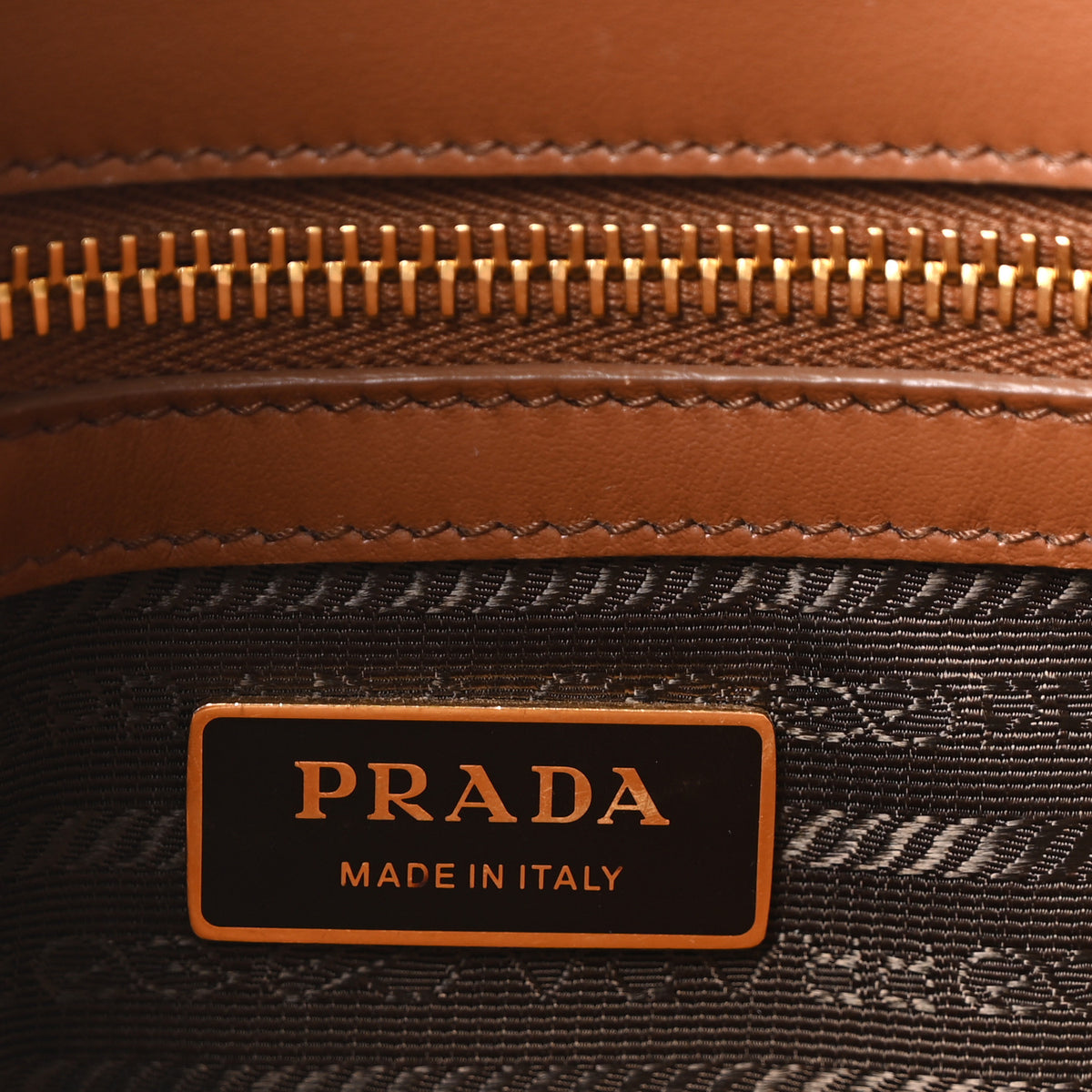 Prada Jacquard Saffiano Triangolo Symbole Embroidered Large Tote Tobacco Talco 6 of 11