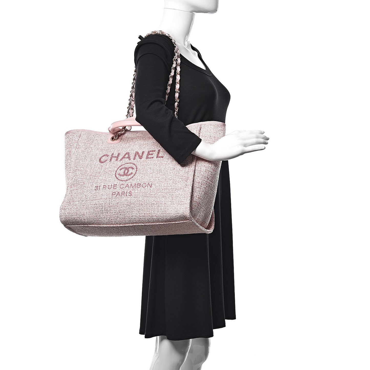 Straw Lurex Large Deauville Tote Pink