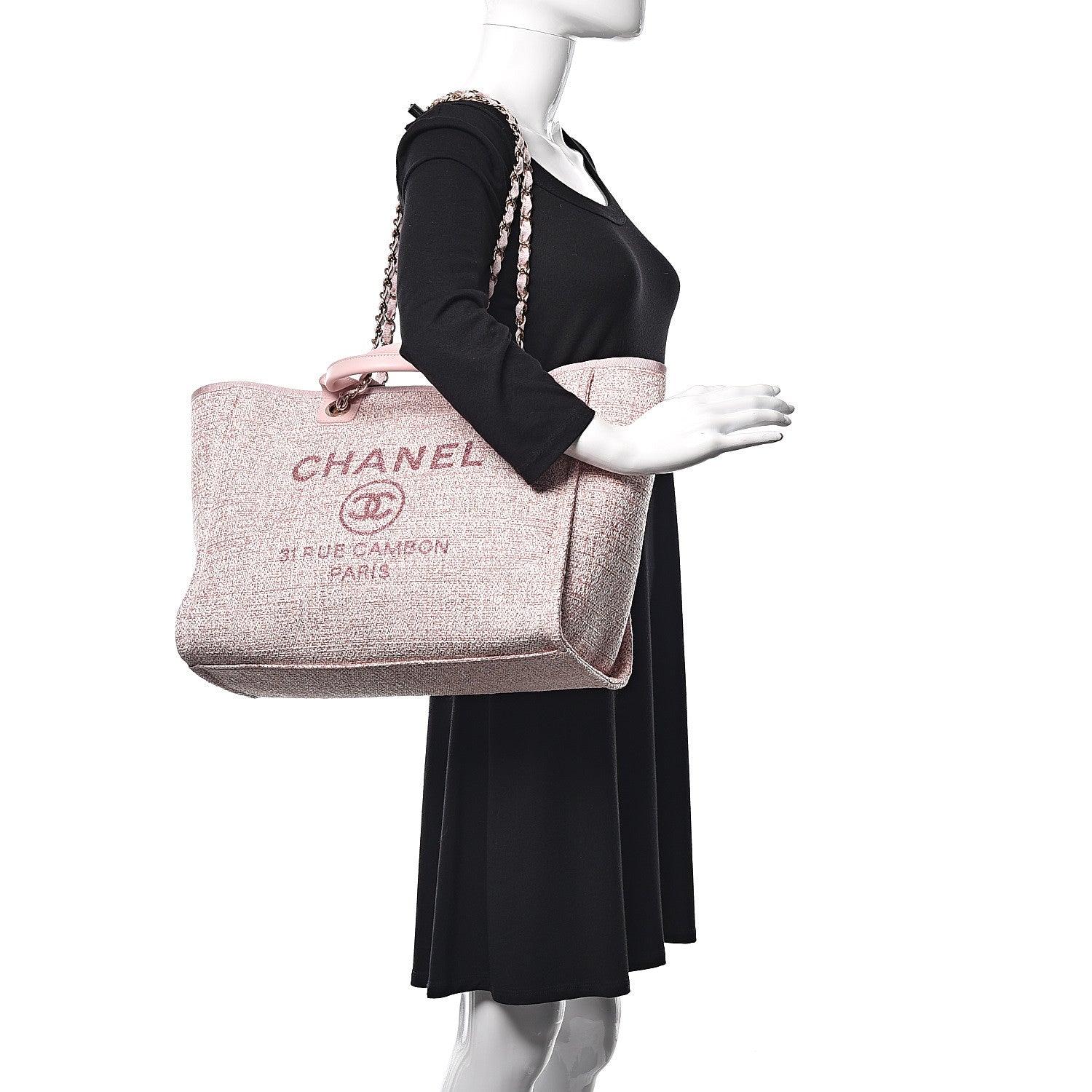 Chanel Straw Lurex Large Deauville Tote Pink 2 of 10