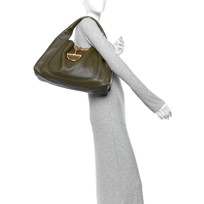 Gucci Grained Calfskin Softbit Maxi Shoulder Bag Forest Green 2 of 11