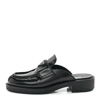 Prada Spazzolato Triangle 40mm Loafer Mules 37 Black 1 of 8
