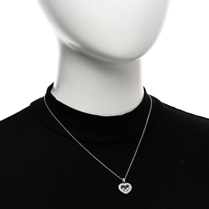 Chopard 18K White Gold 3 Diamond Happy Diamond Icons Heart Pendant Necklace 2 of 5