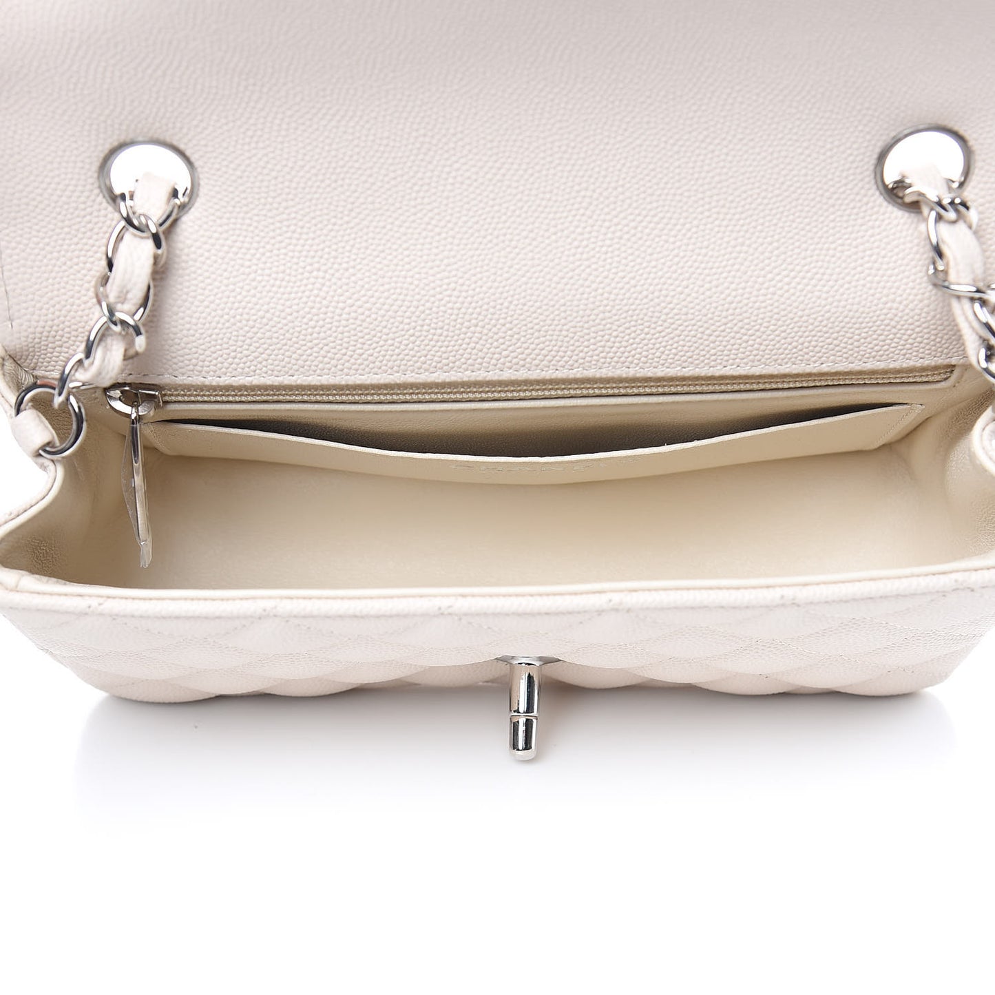 Caviar Quilted Mini Rectangular Flap Light Beige