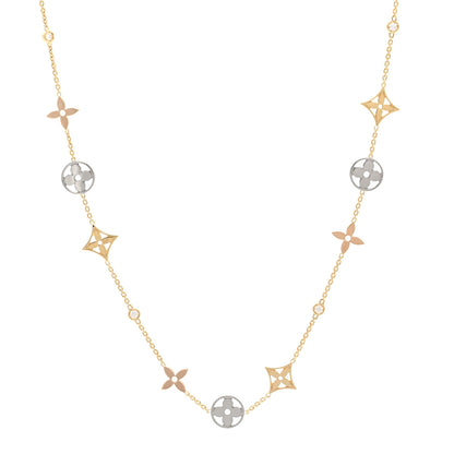 Louis Vuitton 18K Yellow White Rose Gold Diamond Idylle Blossom Station Necklace 1 of 4