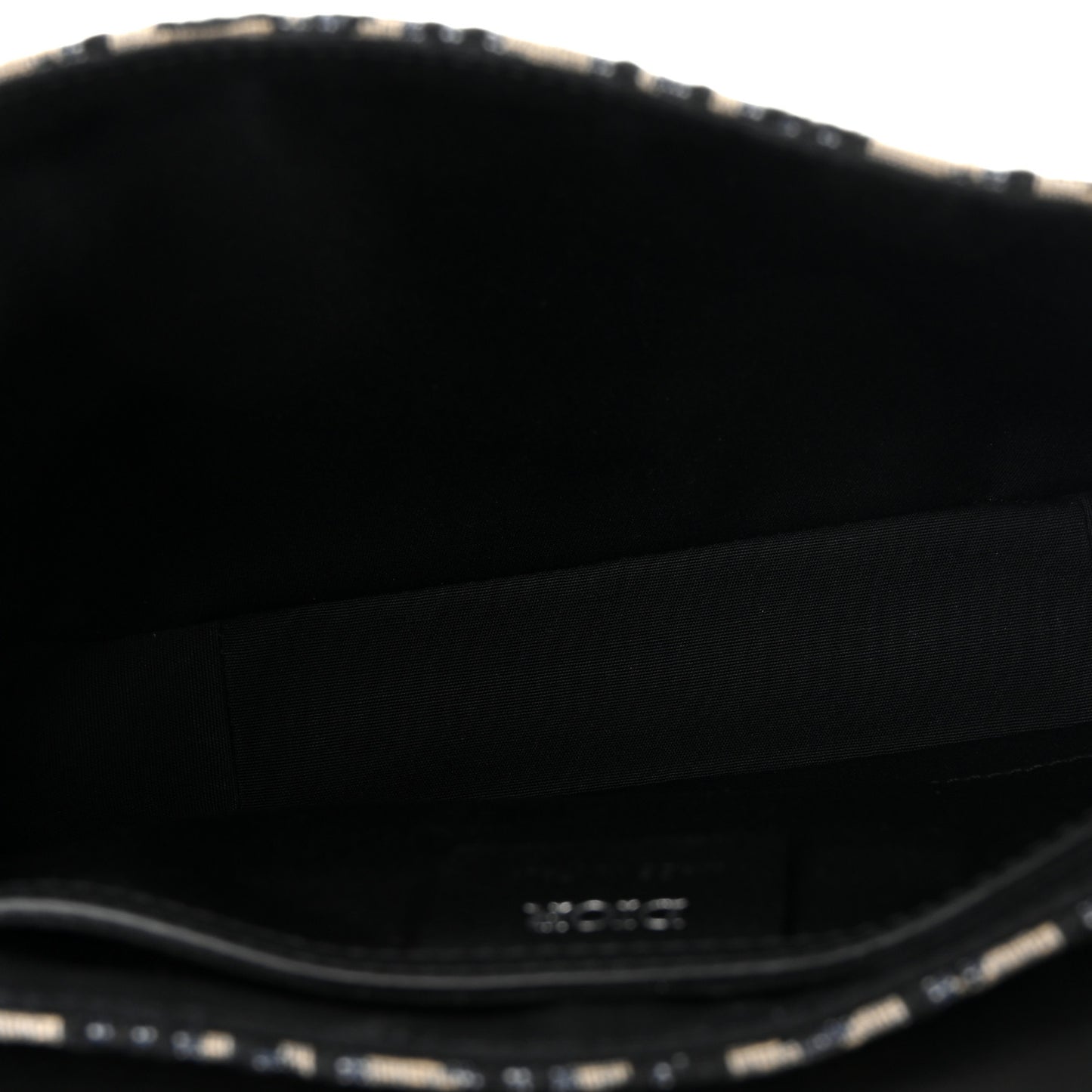 Oblique Jacquard Grained Calfskin Small Saddle Messenger Bag Beige Black