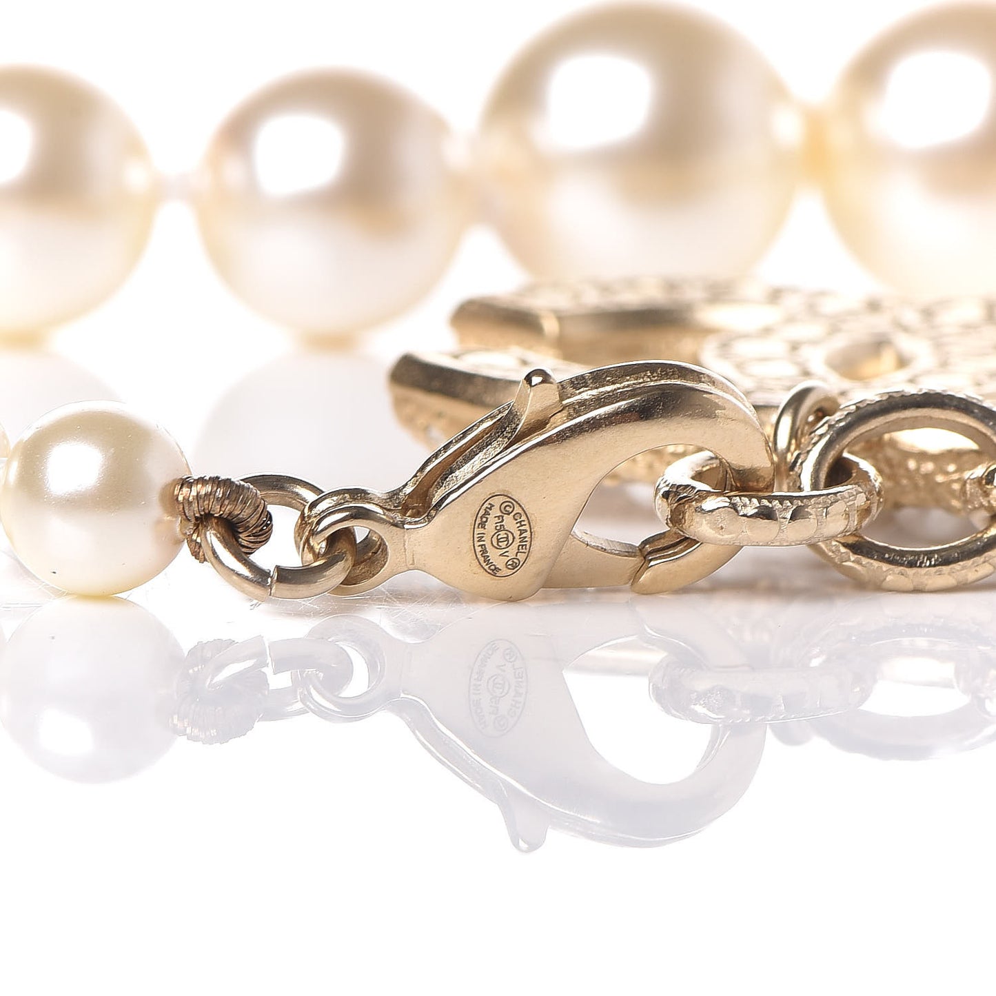 Pearl Crystal CC Bracelet Gold