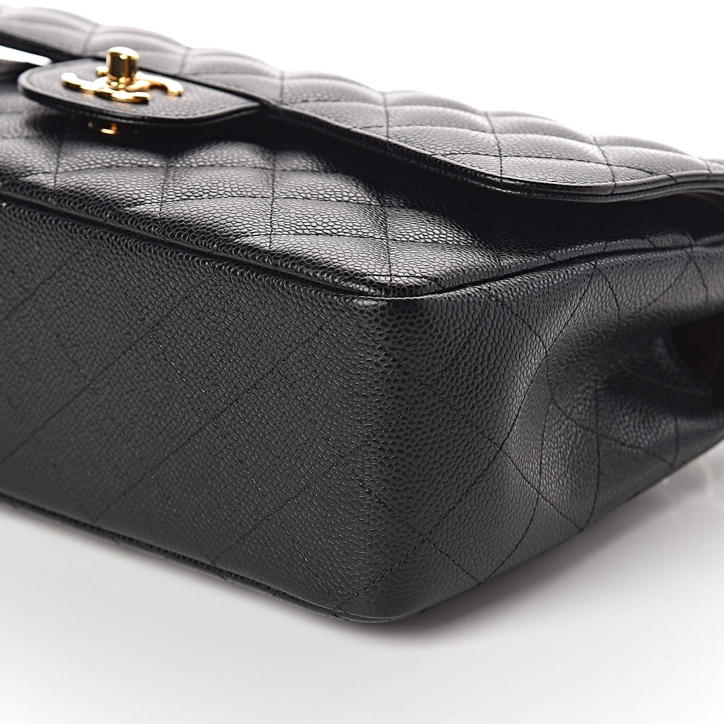Caviar Quilted Jumbo Double Flap Black