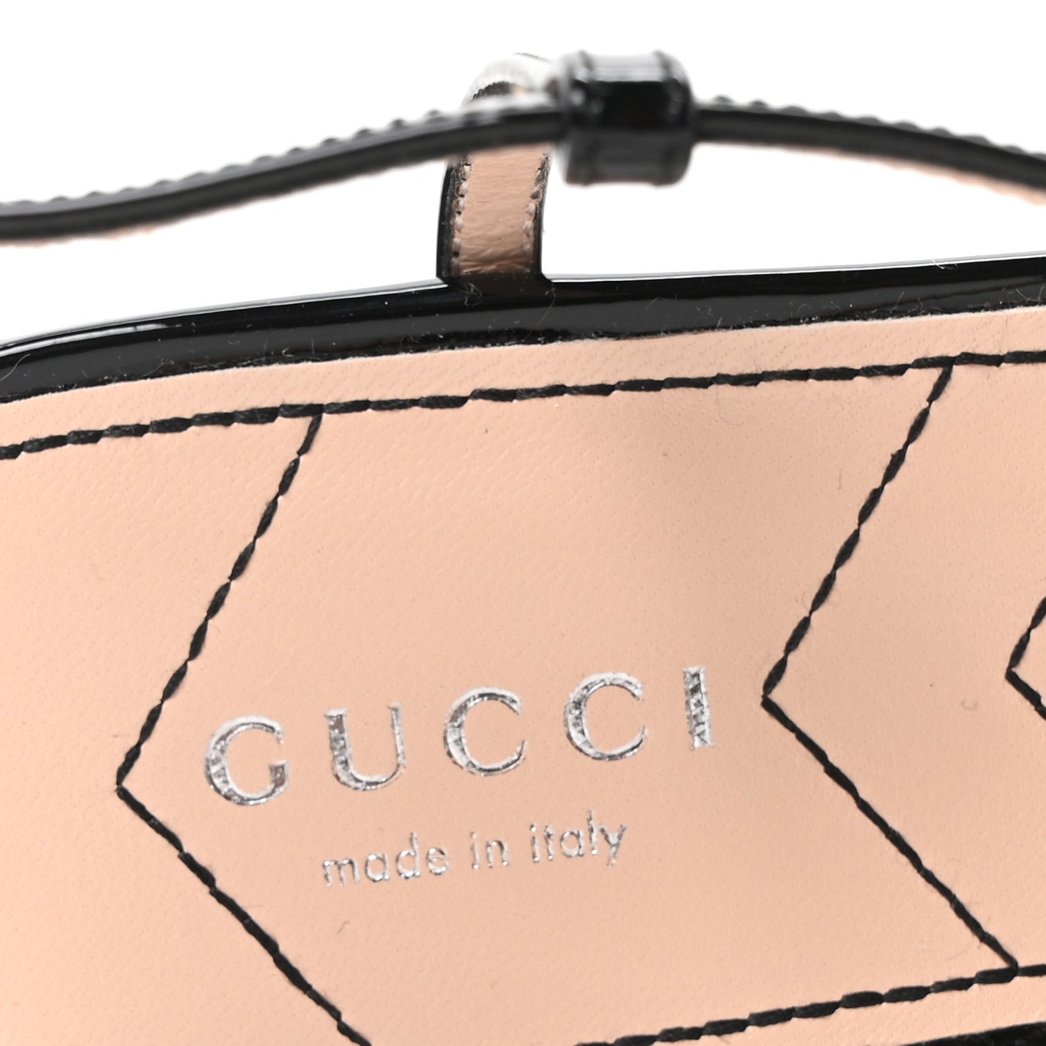 Gucci Calfskin Glitter Double G Slingback Flats 37 Silver Black 8 of 9