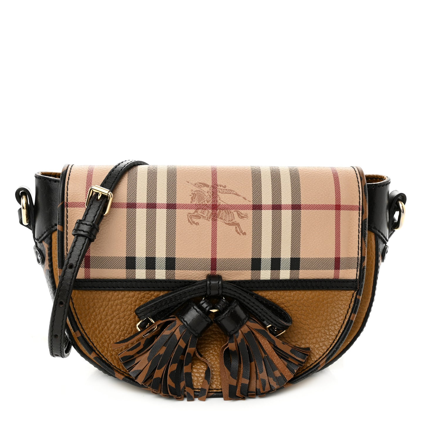 Haymarket Check Animal Print Maydown Crossbody Bag Brown