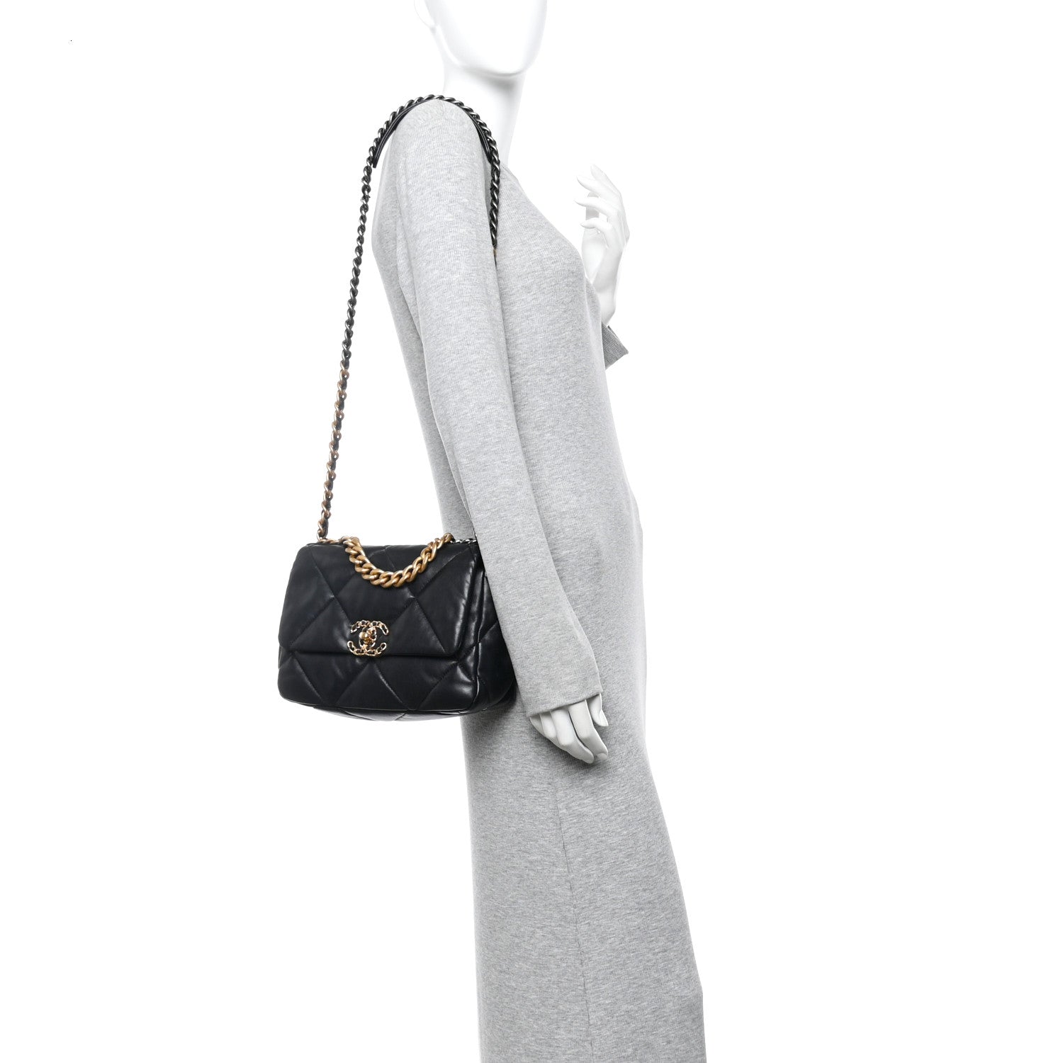 Chanel Lambskin Quilted Medium Chanel 19 Flap Black 2 of 14