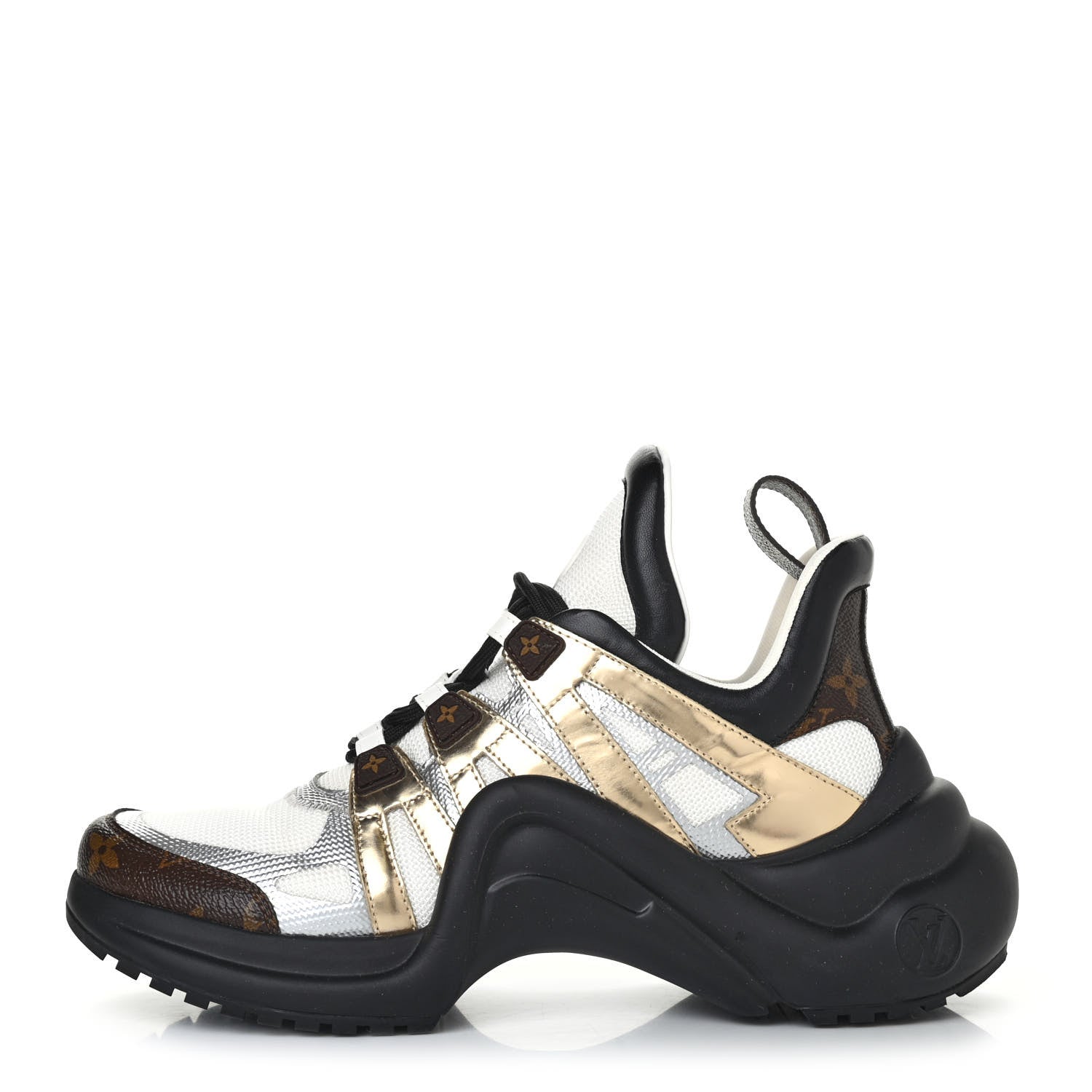 Louis Vuitton X LOL Metallic Calfskin Monogram Archlight Sneaker 40 Gold Silver 1 of 4
